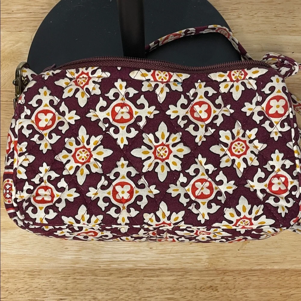 Vera Bradley Burgundy and Yellow Patterned Crossbody Bag